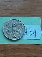 English England 5 new pence 1970 ii. Queen Elizabeth, copper-nickel 134