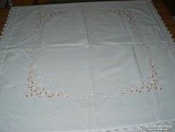 Beautiful madeira machine embroidered tablecloth with lace edge