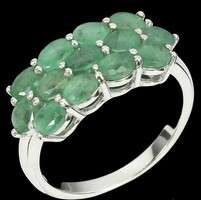 Emerald silver ring