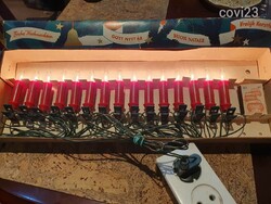 #4 Retro karácsonyi Tungsram 15db-os piros gyertyás E10-es izzókkal fényfüzér izzósor a4