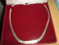 Old solid silver neck blue necklace