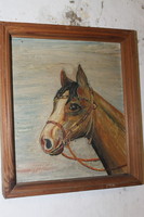 Szignált lovas festmény 770