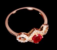 Real modern style ruby rose gold ring size 7 ¹