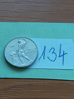 Italy 50 lira 1991 r, vulcano forge, 16.55 mm, stainless steel 134