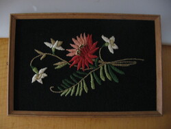 Retro embroidered wall picture in frame