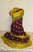 Beautiful Indian muslin fabric for sari, cut-sewing 550 x 115 cm.