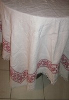 Madeira lace braided fringe pattern tablecloth embroidered with a charming tiny cross stitch in the middle