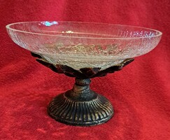 Veiled glass center table on metal base (m3840)