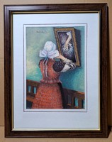 Viktor Simek: in front of a mirror / Zzérei nun - pastel (artist from the Highlands, Slovakia)