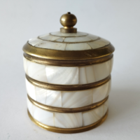Old mother-of-pearl inlaid copper box with lid, pipe box