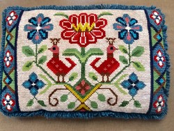 Vintage hand-embroidered throw pillow