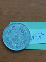 French 5 francs francs 1949 closed 9 alu. 137