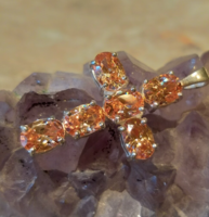 New peach-champagne colored zircon stone marked silver cross pendant