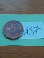 Finland 5 pennies 1975 copper 137