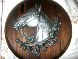 Pewter horse head relief wall picture