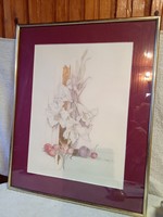Vintage colored etching frame marked under glass negotiable!