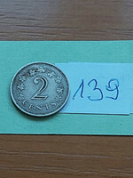 Malta 2 cents 1972 copper-nickel 139