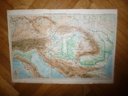 Régi térkép osztrák magyar monarchia hegy vízrajzi térképe
