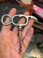 Corkscrew, art deco, monogrammed, made of metal, size 13 cm.