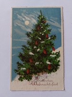 Old Christmas card with fir tree