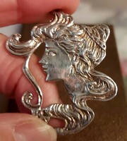 Art Nouveau silver brooch pin