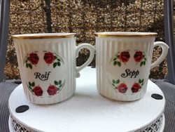 Pair of pink porcelain mugs 3 dl