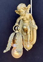 Antique, angel, cherub putto statue wall lamp, wall bracket.