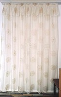 Ekrü floral trimmed semi-organza drapery curtain, ready-made, new