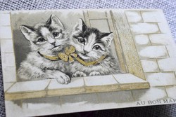 Antique graphic litho non-postcard / kitty window - reverse side le bon marché store advertisement