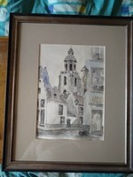 Cozy street section, mixed technique, signed, framed, negotiable
