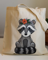 Raccoon floral painted bag