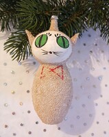 Régi karácsonyfa dísz nagy cica 10.5cm