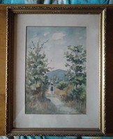 Watercolour, life portrait, Lászlón from Bodnár, signed, framed, negotiable