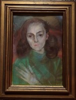 Eszter Mattioni's beautiful female portrait from the 1930s - pastel
