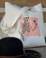 Romantic skeleton canvas bag with hand painting