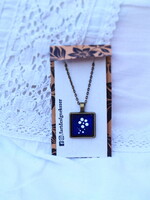 Blue dye fire enamel necklace