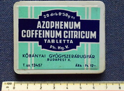 Azophenum Coffeinum Citricum tabletta  gyógyszeres fém doboz tartalmával Kőbányai Gyógyszerárúgyár