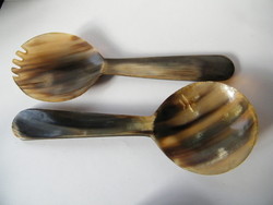 Large horn salad spoons 2 pcs