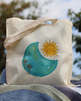 Vacation - sky painted canvas bag