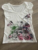 Butterfly, floral T-shirt on a white background