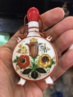 Porcelain water bottle, Zsolnay hand painted, 6 cm in size