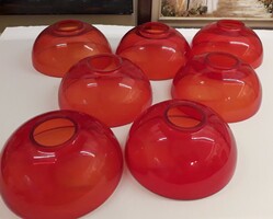 7 pieces of very retro, flawless red glass lampshades for sale together for 500 ft/piece
