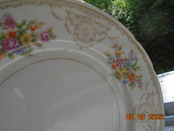 Antique colorful flower bouquet and baroque rosary enamel grid pattern marked cake plate