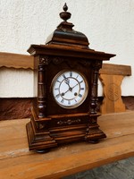 Large, dreamy, half-striking, German-marked antique working fireplace clock
