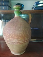 Antique Tata harvest jar decorated with red earth paint