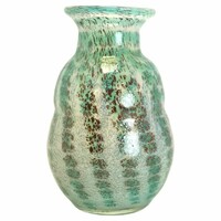 Special two-layer artistic glass vase shining in silver turquoise color - 5711