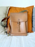 Leather military bag, vintage, retro shoulder bag