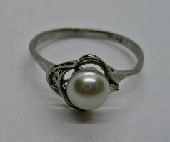 Gyönyörű  art deco stílusú ezüstgyűrű valódi gyöngy dísszel