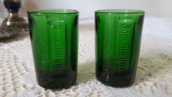 Thick green jagermeister short drink glass 2 pcs.