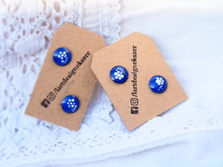 Plug-in earrings - fire enamel, blue dye